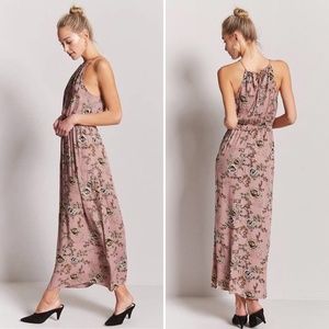 Forever 21 Mauve Floral High Neck Maxi Dress